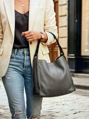 Lucky Brand "Francoise" Leather Pebbled Hobo Bag Y2K Vintage